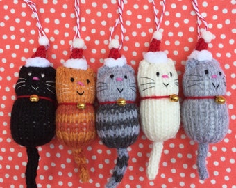 Cat Decoration - The Original Christmas Fat Cat hand knitted Decoration, Ornament, Hanger, Cat Lover Gift, Christmas gift