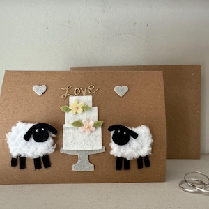 Carte de voeux en kraft recyclé mouton tricoté à la main pour mariage