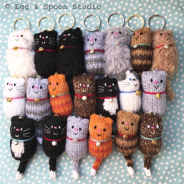 Porte-clés chat - Le gros chat original tricoté à la main, porte-clés, porte-clés, cadeau pour amoureux des chats, cadeau d'anniversaire, cadeau nouvelle maison, cadeau fête des mères