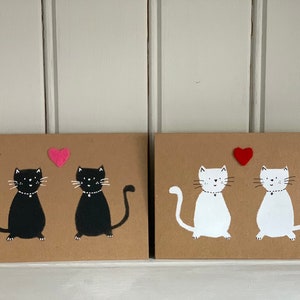 Fat Cat Card - Imprimé à la main Amour, Fiançailles, Mariage, Anniversaire, Saint-Valentin Carte de voeux vierge pour amoureux des chats