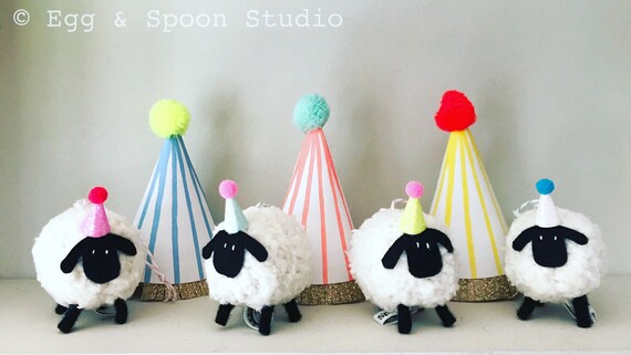 Sheep Hand Knitted Decorations Door Hanger In Party Hat Etsy