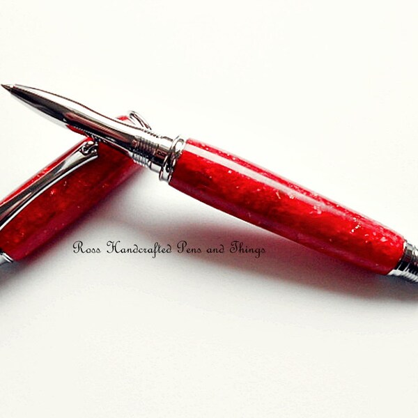 Handcrafted Rollerball Pen,  Hand Turned, Acrylic Ruby Red, Stunning Gift For Women