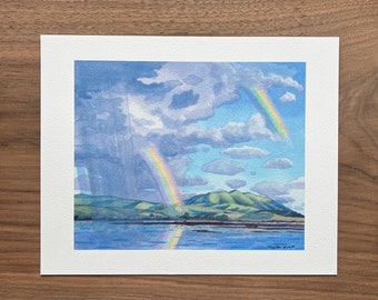 Double Rainbow and Black Mountain Print