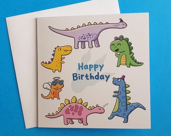 Dinosaur birthday card, funny kids birthday card, dinosaur fan, boy, child, blank inside