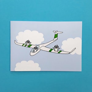 Segelflugzeug Karte - Segelflugkarte - Segelflugzeug Pilot - Flugkarte - Soaring - Segelflugzeug - Vatertag - Lustige Pinguin Karte - Flugzeugkarte - A6-066