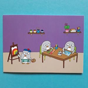 Carte d’enseignant, merci enseignant, enseignement à domicile, carte d’anniversaire, jardin d’enfants, maternelle, école, classe d’art, professeur d’art, artiste, 098
