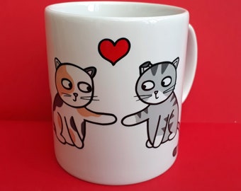 Cat Love Mug, Anniversary gift, gift for cat lover, Love gift, Cat Valentine's Gift, Engagement gift, Cats in love, partner,