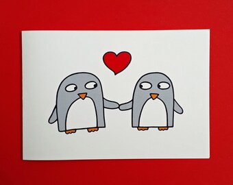 Penguin Love Valentine's Day card, Anniversary card, Engagement, Wedding,  Girlfriend, Boyfriend - Wife - Husband  - Funny - 025