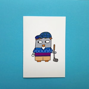 Funny Scottish Golf card - Golfer Penguin card - Anniversaire - Retraite - Tournoi de golf Bonne chance - Blanc - Carte de fête des pères 065