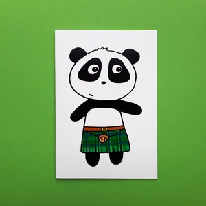 Scottish Panda Card - Kilted Scottish panda - Carte d’anniversaire - Drôle de carte écossaise - pour lui - pour elle - enfant - P003