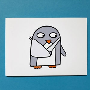 Carte de rétablissement - Bras cassé - Pingouin - Poignet cassé - Coude - Écharpe - Épaule luxée - épaule gelée - Écharpe 022