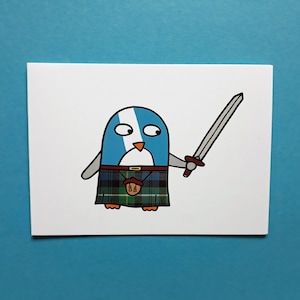 Schottische Karte - Lustige Pinguin Karte - Schottischer Geburtstag - Karte für Schottischen Rugby Fan - Braveheart - Dad - Boyfriend - Son - For Him - 007