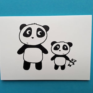 Neu Baby Karte - Alleinerziehend - Nette Pandas - Geburtstag - Vatertag - Muttertag - Kind - A6 Größe - P002