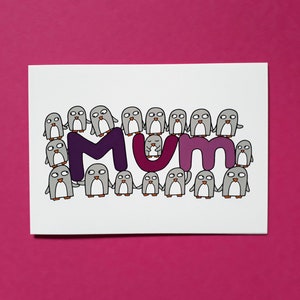 Funny Penguin Mum birthday card, Thank you Mum, Card for a Mum, Cute penguins, Mother's Day 016 image 1