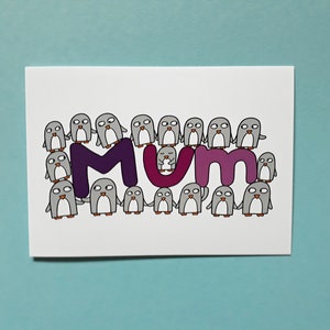 Funny Penguin Mum birthday card, Thank you Mum, Card for a Mum, Cute penguins, Mother's Day 016 image 2