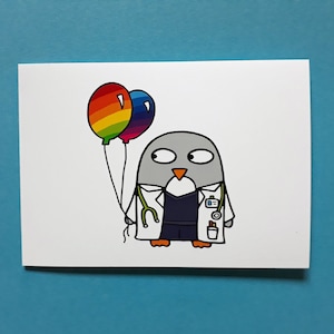 Doctor card - Congratulations on Graduating as a Doctor - Penguin Doctor birthday card - Medic - Exam congratulations - Intern - 088