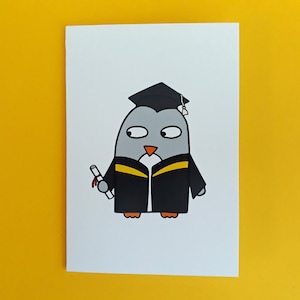 Lustige Abschlusskarte - Pinguin - Abiturientenhut - College-Abschluss - Highschool - Kindergarten - Universität - Glückwünsche - 073 - 074