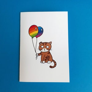 Carte d’anniversaire de chat - Fierté LGBTQ - Spectre de l’autisme - Ballons arc-en-ciel - Gay pride - Autiste - Carte de félicitations de coming out - CATS002