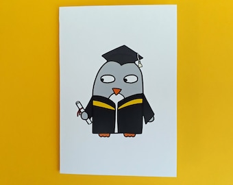Funny Graduation card - Penguin - Graduate Hat - College graduation - High school - Kindergarten - University - Congratulations - 073 - 074