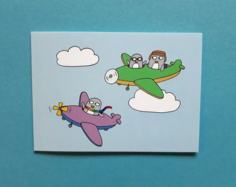 Flying card, funny penguin card, pilot, plane, birthday, flying experience, airplane, retirement, Planes 101