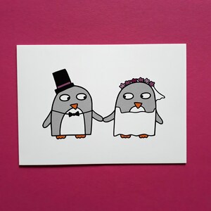 Carte de mariage pingouin - Faire-part de mariage drôle - Carte de mariage mignonne - Insolite - Pingouins drôles - Save the Date - Merci - Acceptation