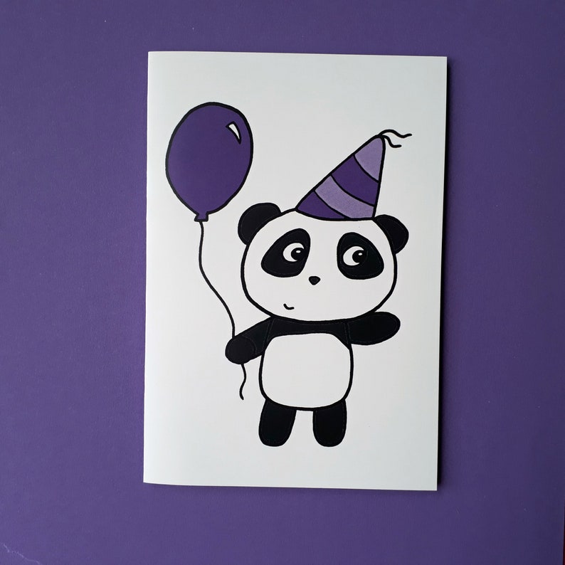 Panda Birthday Card Cute Panda Card Child Party Card | Etsy