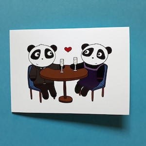 Panda Karte zum Valentinstag, Karte zur Liebe, Panda Karte, Verlobungskarte, Panda Karte, P014
