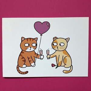 Cat Valentine's Day card, Anniversary card, wedding card, cat engagement card, cat love, cute cat card, congratulations -, blank - CATS013