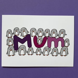 Funny Penguin Mum birthday card, Thank you Mum, Card for a Mum, Cute penguins, Mother's Day 016 image 3