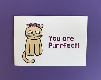 Cat Valentin's Day card, Anniversary Card, You are purrfect, Birthday, Prom, girlfriend, wife, partner, daughter, CATS004