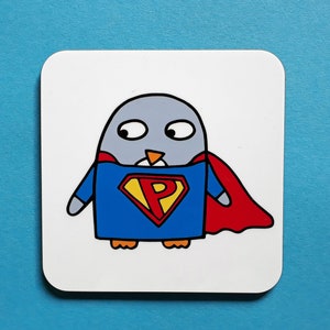 Penguin Coaster - Superhero gift - Valentine's Day gift, Teacher Gift - Superpenguin - funny coaster - birthday gift