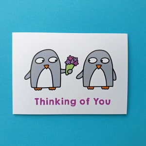 Thinking of You card, get well card,  penguin card, difficult time, sympathy