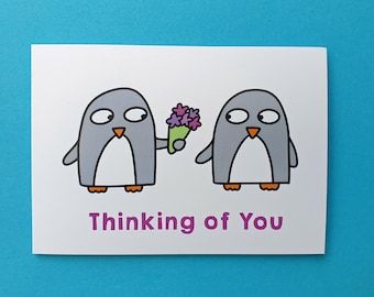 Penguin Thinking of You Card: Get Well Sympathy Card