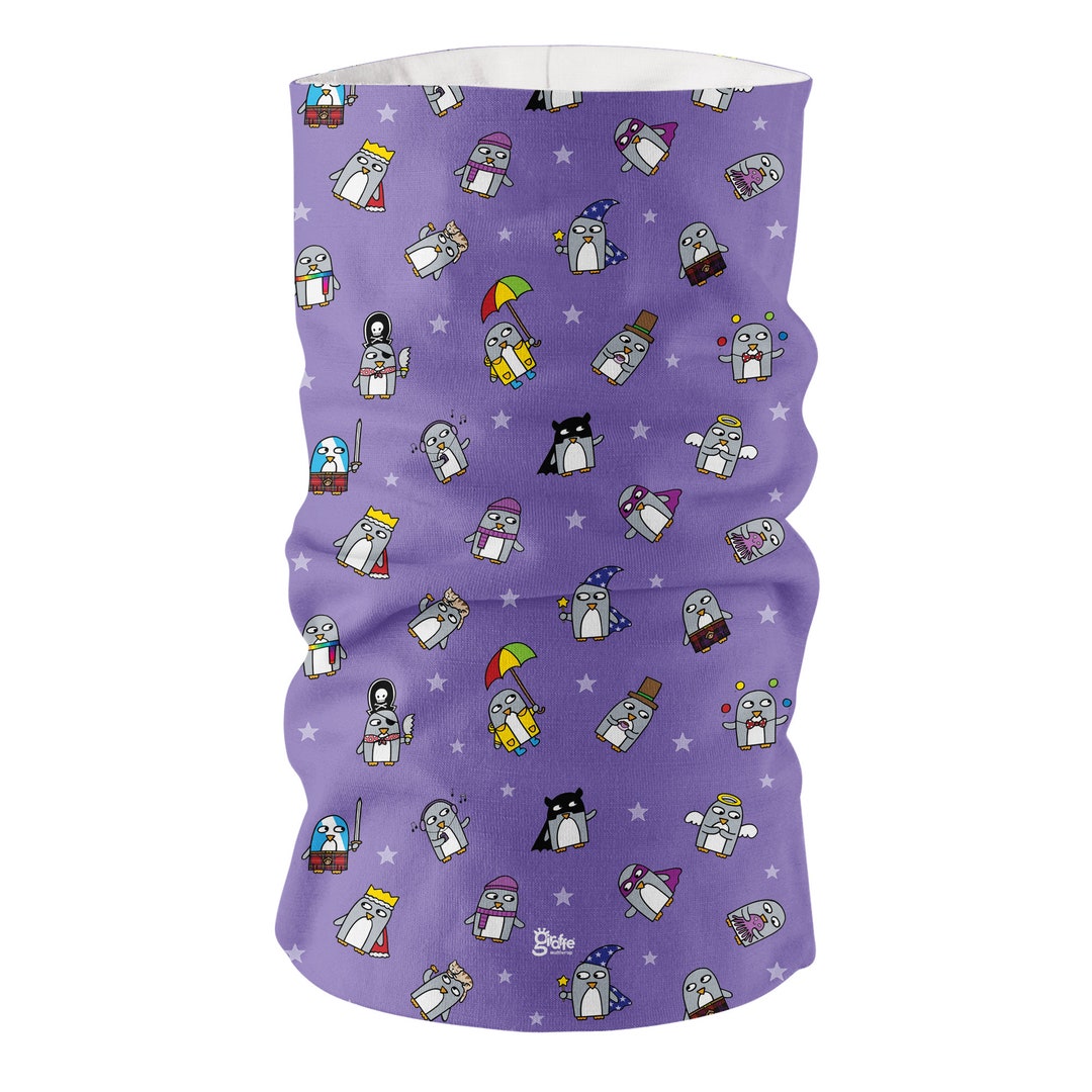 Penguin Neck Gaiter, Neckwear, Headwear, Scarf, Mother's Day, Purple