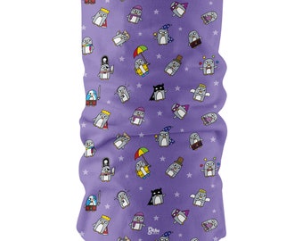 Penguin neck gaiter, neckwear, headwear, scarf, Mother's Day, purple, blue, hairband, balaclava, running, hiking, cycling, bandana