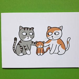 Nouvelle carte bébé - carte bébé chat - félicitations - chaton - adoption - neutre - garçon ou fille - fête des mères -2 mamans - CATS012