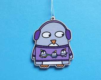 Penguin Christmas ornament,  Christmas Tree decoration, penguin gift, purple Christmas decoration