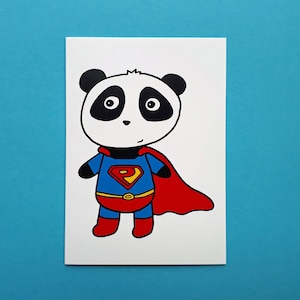 Superheld Panda Geburtstagskarte – Valentinstag – Geburtstagskarte Junge/Mädchen – Enkel – Kind Geburtstag – Freund – Papa