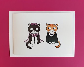 Cat Wedding card - Cat Wedding invitation - Cute cat wedding card - Save the date - Cat card - Thank you - Acceptance - A6 - blank -CATS 005