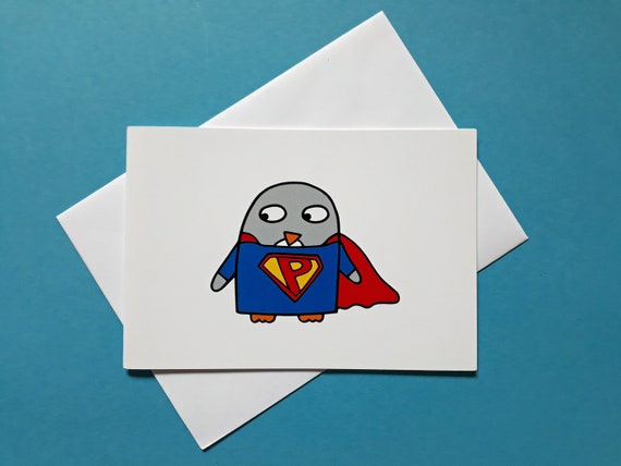 Superhero Penguin Birthday Card: Blank Greeting Card