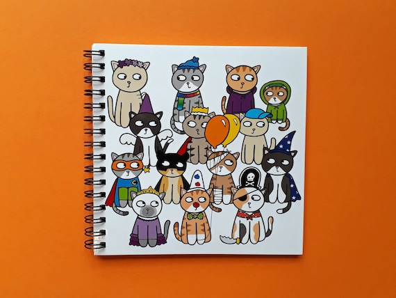 Cat Notebook - Square Wirebound Journal, Lined & Blank Pages