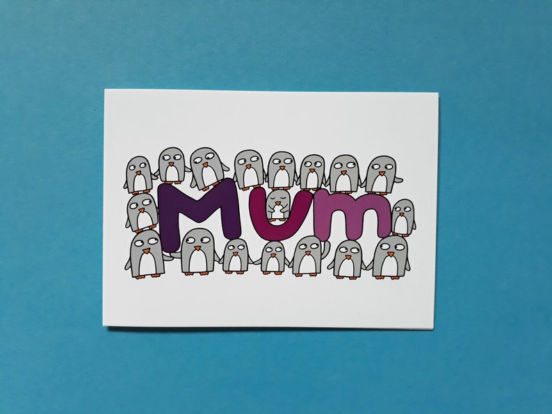 Funny Penguin Mum birthday card, Thank you Mum, Card for a Mum, Cute penguins, Mother's Day 016 image 6