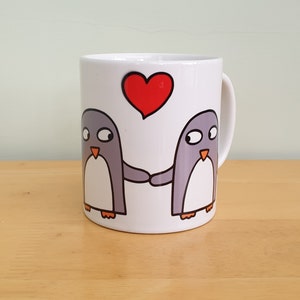 Penguin love mug, Anniversary gift, penguins in love, engagement gift, Valentine's Day gift image 5