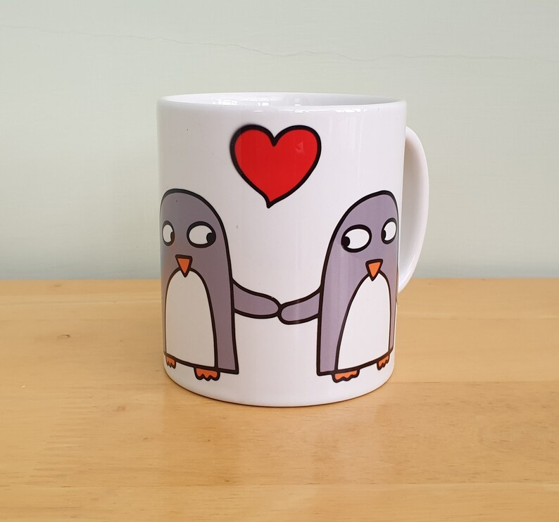Penguin love mug, Anniversary gift, penguins in love, engagement gift, Valentine's Day gift image 5
