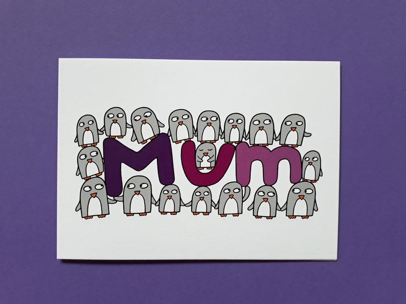 Funny Penguin Mum birthday card, Thank you Mum, Card for a Mum, Cute penguins, Mother's Day 016 image 5