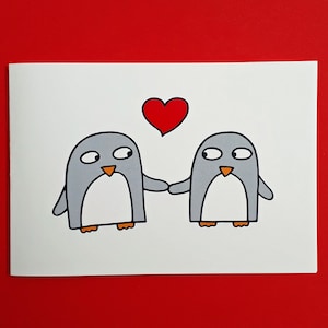 Penguin Love card, Anniversary card, Engagement, Wedding, Valentine's Day, Girlfriend, Boyfriend - Wife - Husband  - Funny - 025