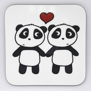Panda Valentine's Gift coaster, Anniversary Gift, Panda  Love, Engagement, Wedding Gift, for girlfriend, partner, wife, stocking filler