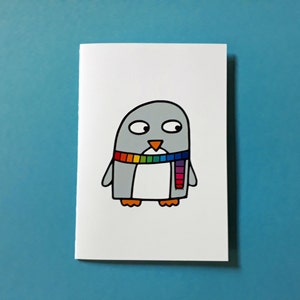 Penguin birthday card, rainbow scarf, LGBTQ pride, Coming out card - 079