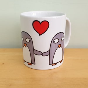 Penguin love mug, Anniversary gift, penguins in love, engagement gift, Valentine's Day gift image 8