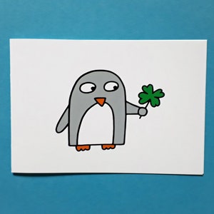 Good Luck Card - Funny Penguin - examen - examen de conduite - nouvel emploi - entretien - nouvelle maison - voyage - université - collège - blanc - 011